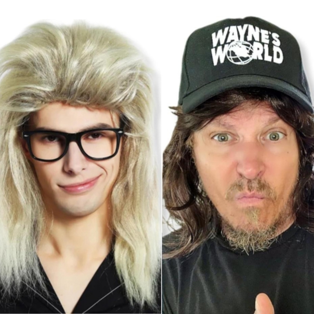Wayne's World Garth Wig Set Halloween Glasses Hat
